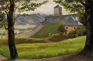 Der Falkenturm Auf Dem Monchsberg Bei Salzburg by Heinrich Reinhold