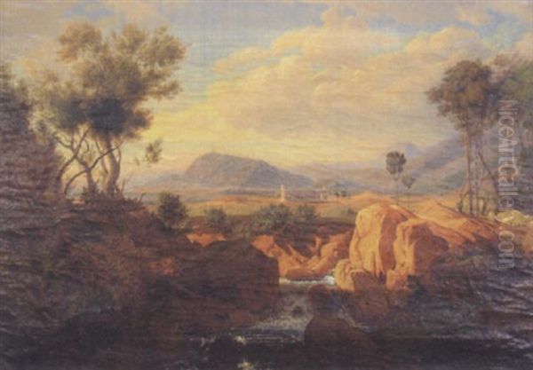 Italienische Ideallandschaft Mit Tempelruine - view 1