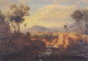 Italienische Ideallandschaft Mit Tempelruine