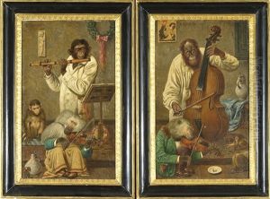 Scimmie Musiciste (coppia) by Emil Reinicke