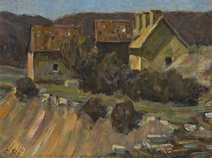 Landschaft Mit Drei Hausern by Otto Reiniger