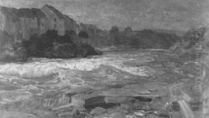 Felsige Landschaft Mit Reisendem Flus by Otto Reiniger