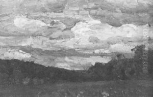 Schwabische Landschaft Mit Wolkenformationen by Otto Reiniger