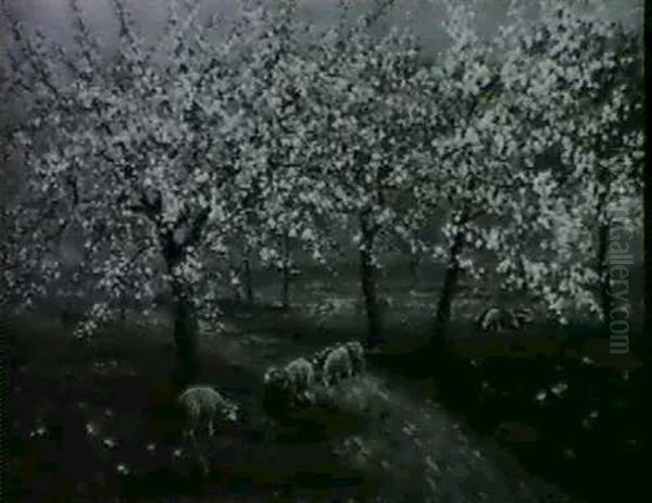 Osterlammer Unter Bluhenden Baumen - view 1