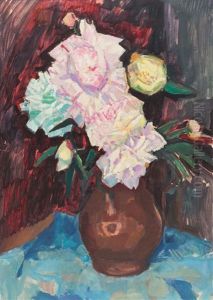 Still Life With White Peonies by Carl Reiser