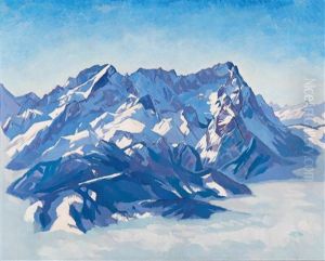 View Of The Wetterstein Mountains From A Hot-air Balloon by Carl Reiser