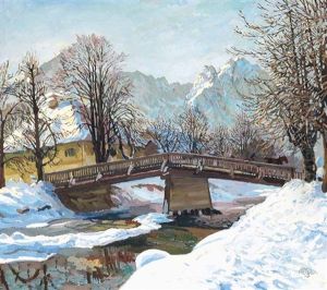 Fluss Mit Brucke Im Winter Fluss Mit Brucke Im Winter
