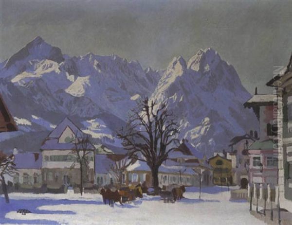 Der Marienplatz In Garmisch Im Winter - view 1