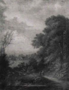 Sommerlandschaft Mit Bauern Auf Dem Weg Sommerlandschaft Mit Bauern Auf Dem Weg