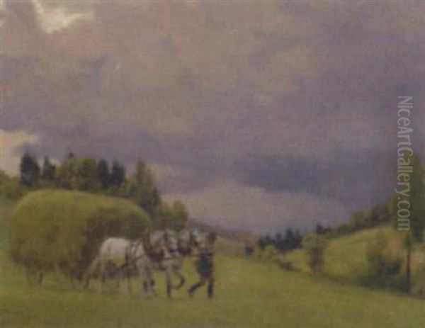 Pferdefuhrwerk Bei Aufkommendem Gewitter - view 1