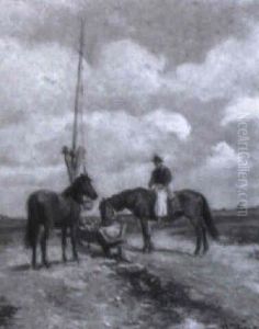 Ungarischer Pferdehirte An Der Tranke by Hermann Reisz
