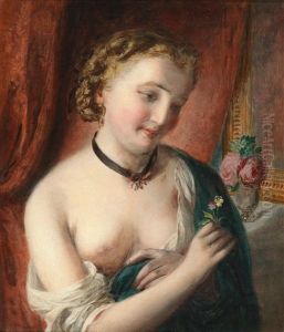 A Girl With A Black Choker, Holding Flowers A Girl With A Black Choker, Holding Flowers