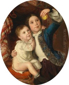 Zwei Kinder Beim Dodospiel by Johann Baptist Reiter