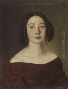 Portrat Einer Dame Im Roten Kleid