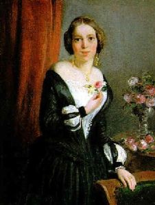 Portrat Einer Jungen Frau Mit Rose by Johann Baptist Reiter