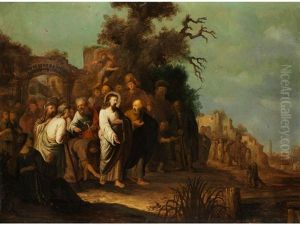 Die Heilung Der Am Blutfluss Leidenden Frau Durch Jesus by Harmenszoon van Rijn Rembrandt
