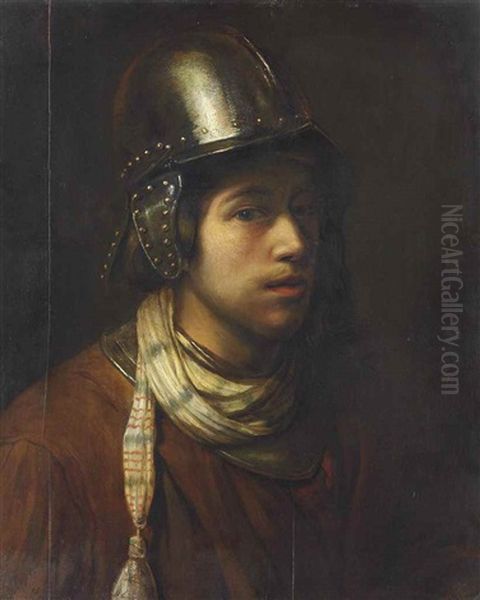 A Tronie Of A Young Man Wearing A Helmet - view 1