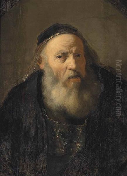 Portrait Of An Old Man, Half-length, In A Black Mantle And A Black, Gold-rimmed Skullcap - view 1