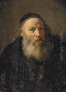 Portrait Of An Old Man, Half-length, In A Black Mantle And A Black, Gold-rimmed Skullcap by Harmenszoon van Rijn Rembrandt