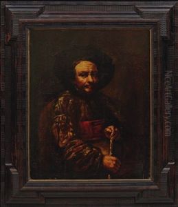 Bildnis Eines Herrn, Einen Stock In Der Hand Haltend by Harmenszoon van Rijn Rembrandt