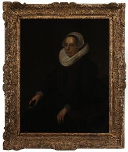 Portrait Of A Seated Lady, In Black Gown With Ruff Collar And Cap