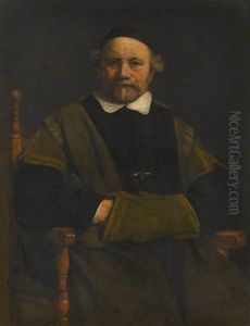 Portrait Of A Man, Seated, Three-quarter Length, Possibly The Schoolmaster And Calligrapher Lieven Willemsz. Van Coppenol by Harmenszoon van Rijn Rembrandt