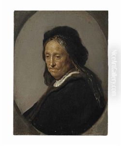 Head Of An Old Woman, Traditionally Identified As Neeltgen Willemsdr. Van Zuytbrouck (1569-1640), Rembrandt's Mother, Half-length, In A Black Costume With A Fur Hat by Harmenszoon van Rijn Rembrandt