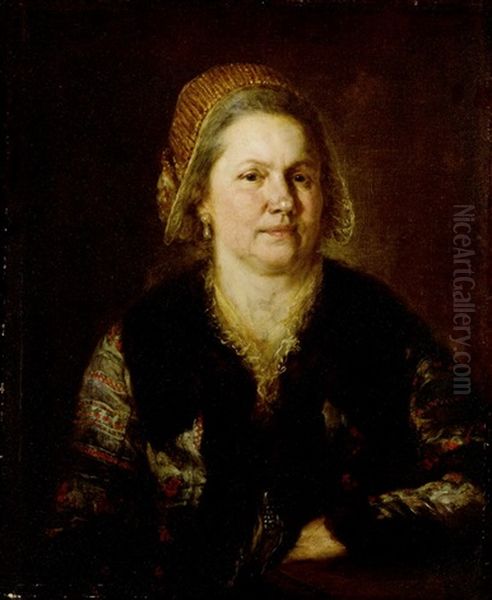 Portrait Einer Frau Mit Goldhaube - view 1