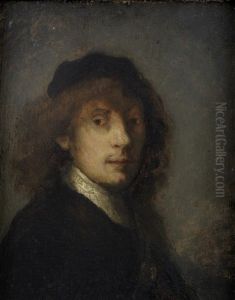 Portrait Of A Man, Bust-length, In A Black Coat And Hat by Harmenszoon van Rijn Rembrandt