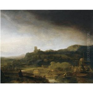An Extensive River Landscape With A Windmill And A Traveller On Horseback On A Path, Ruins Beyond An Extensive River Landscape With A Windmill And A Traveller On Horseback On A Path, Ruins Beyond