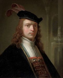 Portrait Of A Gentleman In A Black Robe And Plumed Cap