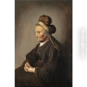 Portrait Of A Seated Lady, Wearing A Brown Cloak And A Fur Headdress, Probably Rembrandt's Mother
