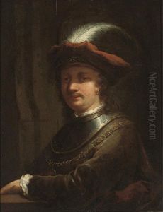 Portrait Of The Artist In A Brown Velvet Coat With Breast-plate And A Red Plumed Hat