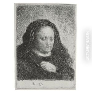 The Artist's Mother With Her Hand On Her Chest by Harmenszoon van Rijn Rembrandt