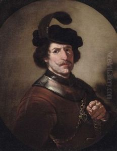 Portrait Of A Gentleman In Armour And A Plumed Hat by Harmenszoon van Rijn Rembrandt