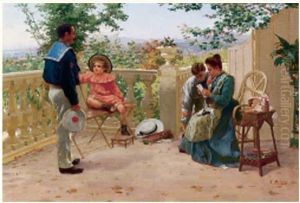 La Lecture De La Lettre Sur Une Terrasse by Adolphe Bonny