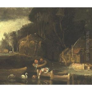 Landscape With A Farm by Harmenszoon van Rijn Rembrandt