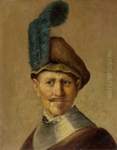 Bildnis Eines Soldaten Mit Federhut by Harmenszoon van Rijn Rembrandt