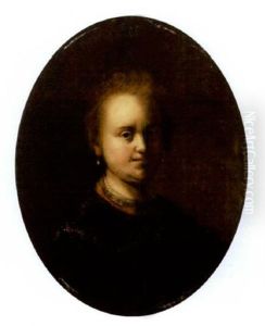 Portrait Of Saskia In A Brown Dress And Pearl Earrings