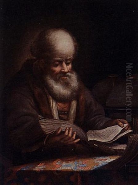 A Portrait Of A Bearded Man Reading - view 1