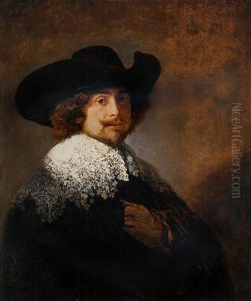 Portrait Of A Gentleman In A Black Hat And A Lace Falling Collar - view 1