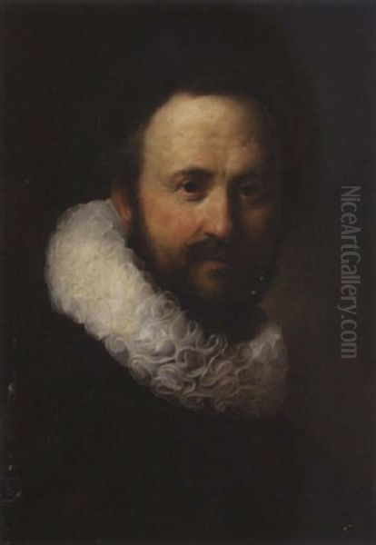Portrait Of A Man Wearing A Black Coat With A White Ruff - view 1