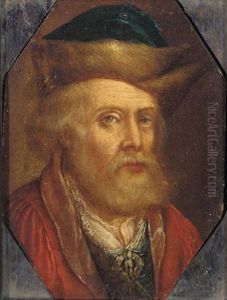 Portrait Of An Elderly Gentleman Wearing A Red Coat And A Fur Cap
