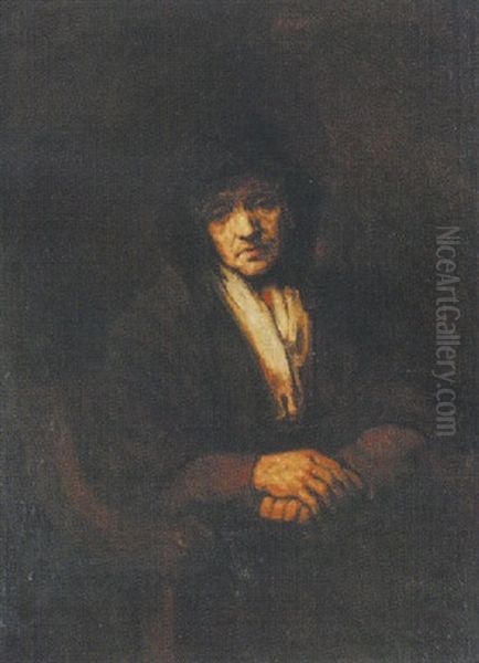Portrait Of An Elderly Woman Wearing A Hat And A Scarf - view 1
