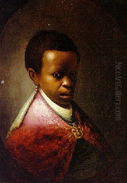 A Young Moor Wearing A Red Cloak, A Gold Clasp And An Earring - view 1