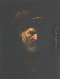 Portrait Of An Old Man In A Brown Jacket With A Gold Chain And A Fur Hat