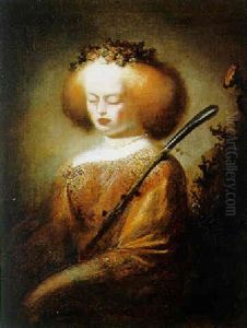 Schaferin Mit Einem Blumenkranz Auf Dem Haupt by Harmenszoon van Rijn Rembrandt