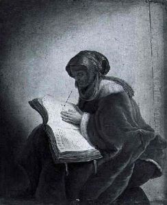 An Old Woman Reading by Harmenszoon van Rijn Rembrandt