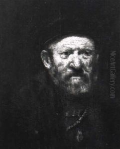 Bartiger Mann Mit Barett, Weitem Mantel Und Goldkette by Harmenszoon van Rijn Rembrandt
