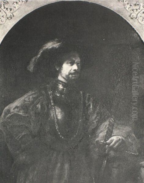 Portrait Of A Man In A Crimson Coat Holding A Sword - view 1